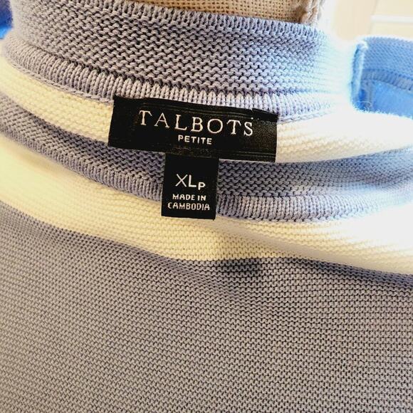 TALBOTS MULTI BLUE STRIPE SWEATER WITH BUTTON SIDE ACCENT SIZE XLP - Picture 6 of 7